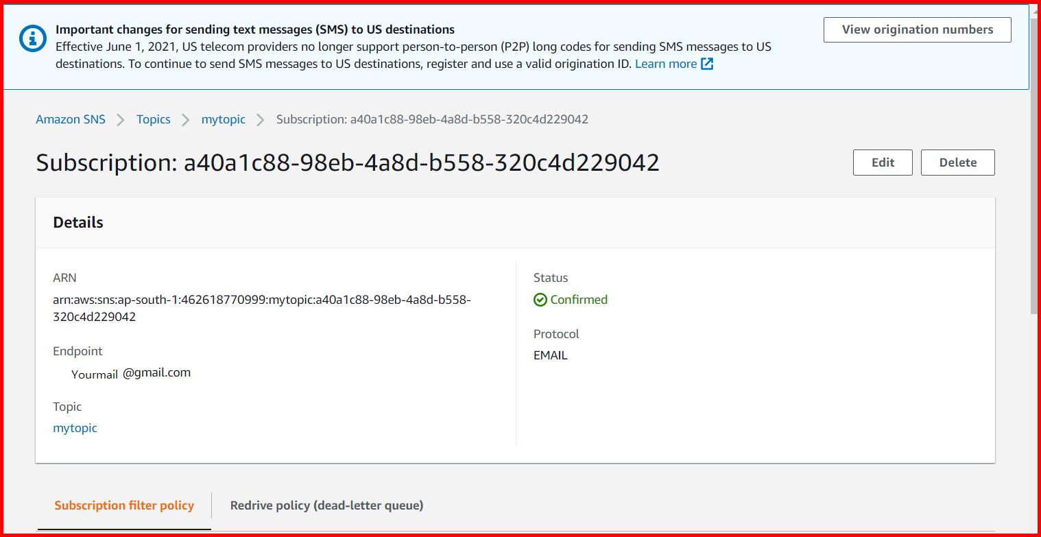Picture showing the Edit button to edit the subscription